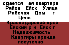 сдается 1-ая квартира  › Район ­ Ейск › Улица ­ Рабочая › Дом ­ 2г › Цена ­ 1 500 - Краснодарский край, Ейский р-н, Ейск г. Недвижимость » Квартиры аренда посуточно   